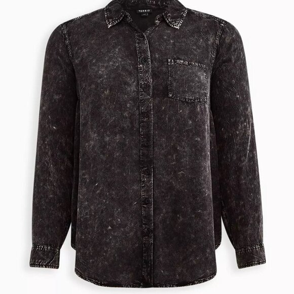 Womans Lizzie Rayon Twill Torrid Button-Up long sleeve Shirt Size 5 Gray - Picture 7 of 15